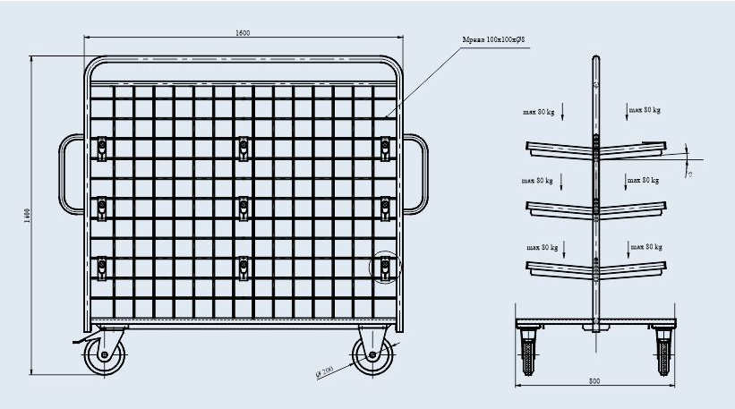 RACK TROLLEY FOR LONG MATERIALS